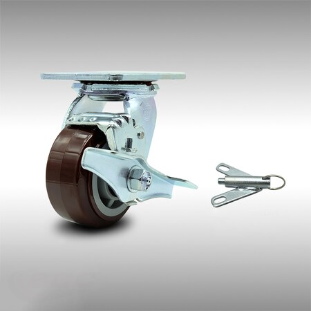 Service Caster 4 Inch SS Polyurethane Caster with Roller Bearing and Brake/Swivel Lock SCC SCC-SS30S420-PPUR-TLB-BSL